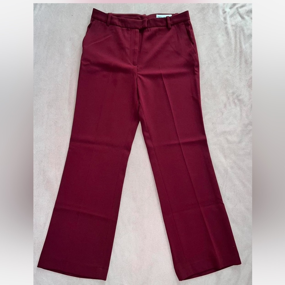 Zara Burgundy Straight Leg Women's Pants